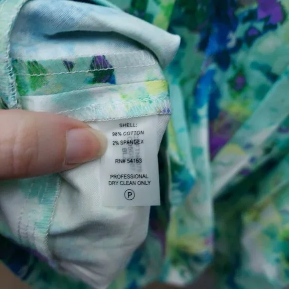 Calvin Klein Floral Sleeveless Dress 98% Cotton 2% Spandex Multicolor - Picture 3 of 5